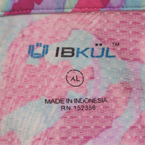 IBKUL 1/4 Zip Pullover Women's XL Pink Blue Zebra Stripes Mesh Long Sleeves Golf - Picture 5 of 9